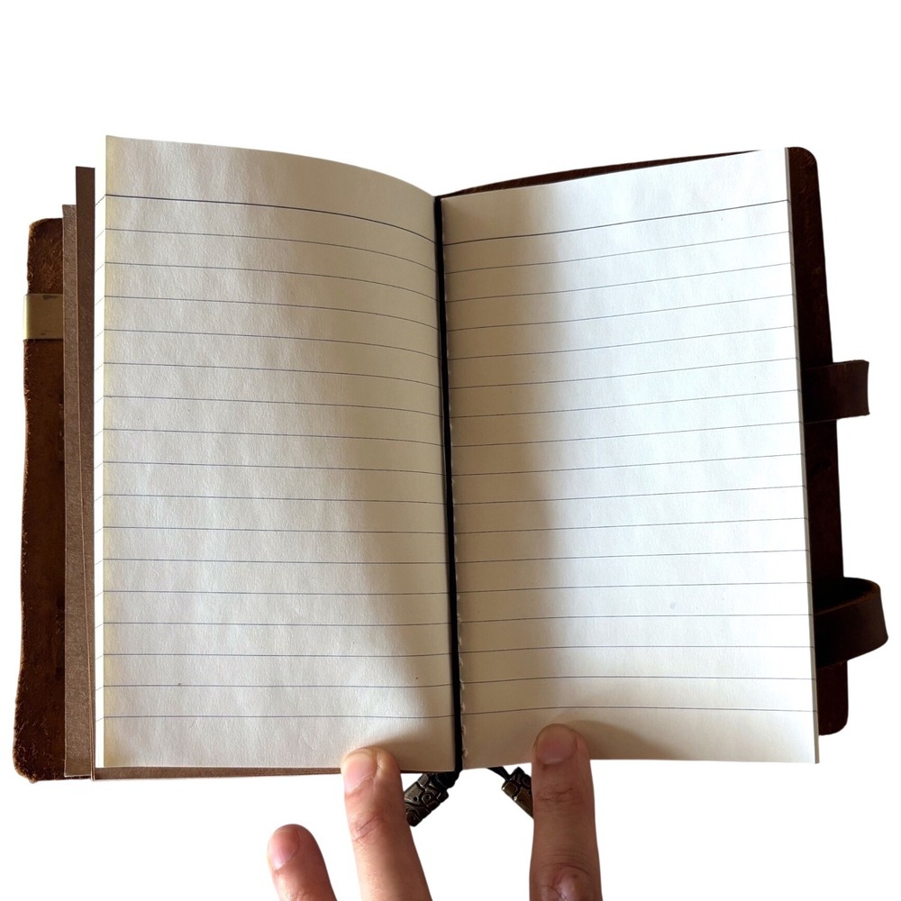 100% Genuine Leather Notebook Journal Gift Set Fountain Pen Brown 5x7in Gift Box - Picture 6 of 12